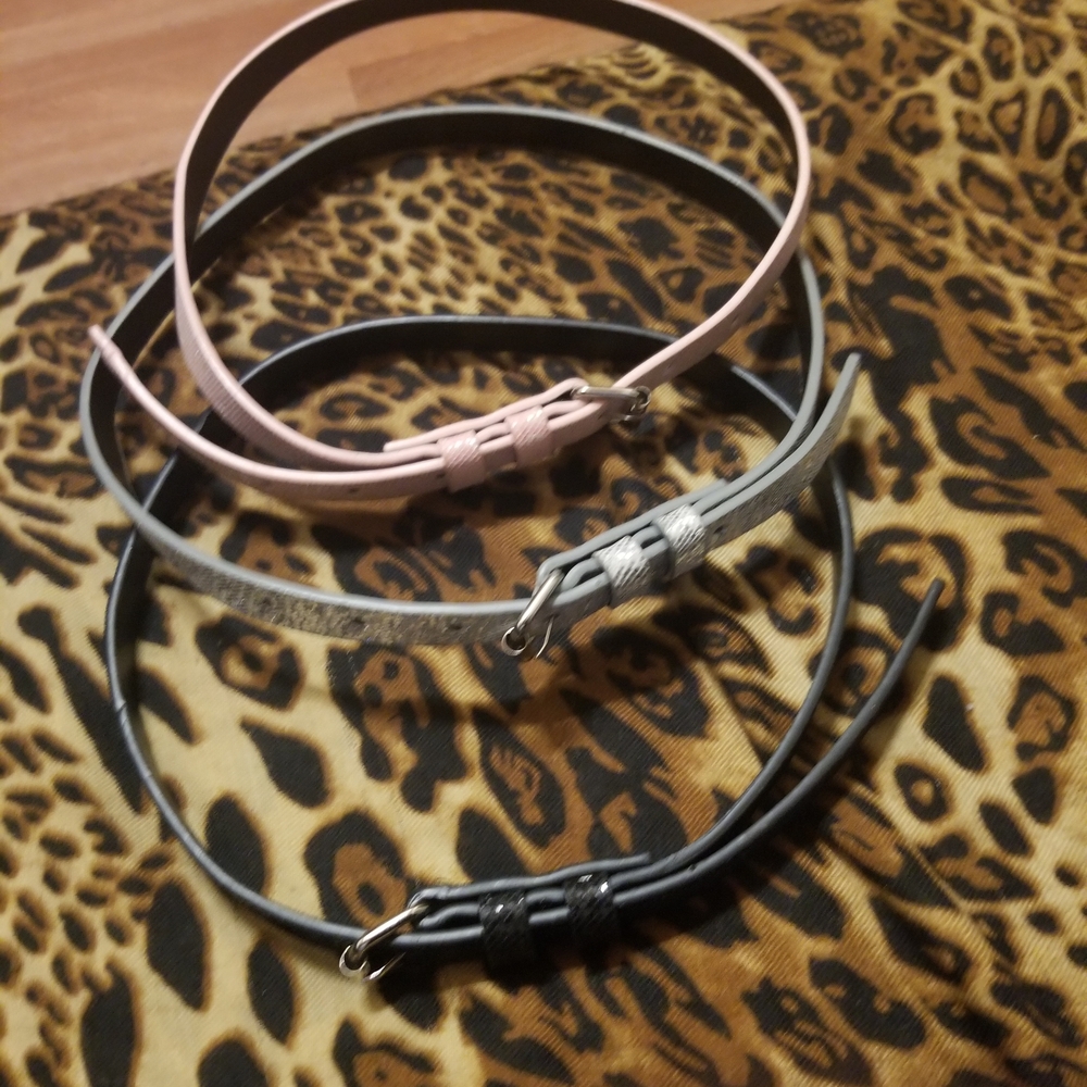 Stylish Kids Belts Set - Pink, Gray, Black